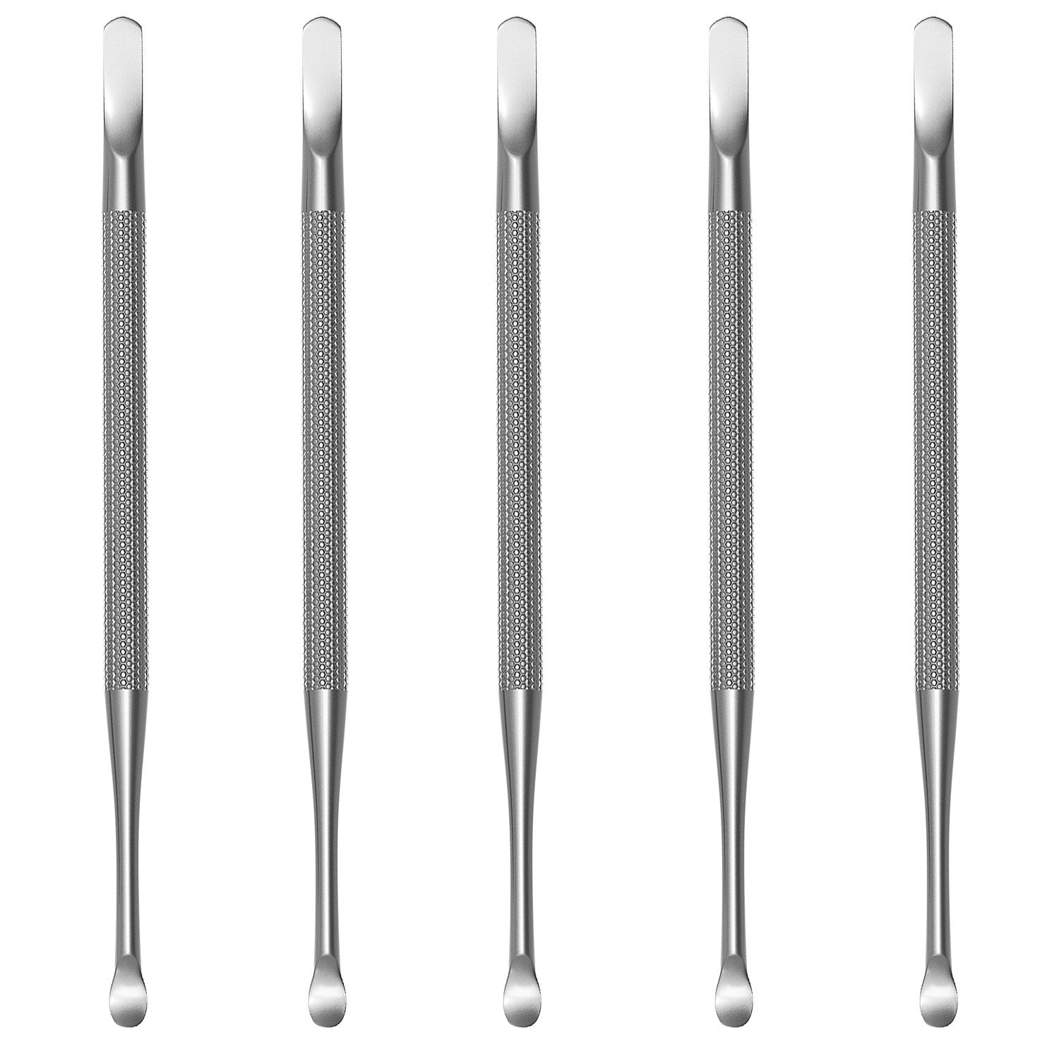 Professional Cuticle Pusher and Spoon Nail Cleaner | 5 Pack | Dual Sided Stainless Steel Pusher and Nail Cleaner | For Nail And Cuticle Care | by Sterling Beauty Tools